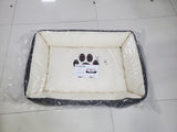 Tcolp.Pet White brown bottom footprint  soft Dog Bed - LeobonZone