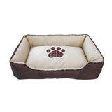 Tcolp.Pet White brown bottom footprint  soft Dog Bed - LeobonZone