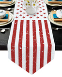 Red and white independence day retro American flag Sharp Angle Table Runner Place Mats - LeobonZone