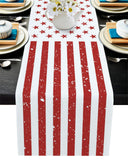 Red and white independence day retro American flag Table Runner Place Mats - LeobonZone