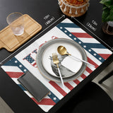 Red USA flag Independence Day Personalized Table Placemats - LeobonZone