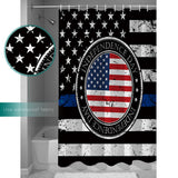 Black Retro Independence Day Flag Shower Curtain - LeobonZone