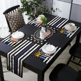 Black Retro Independence Day Flag Table Flag And Table Mat Suit - LeobonZone