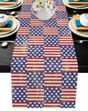 Red Independence day retro flag element Table Runner Place Mats - LeobonZone