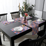 Red Independence day retro flag element Table Flag And Table Mat Suit - LeobonZone