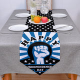 Blue Happy Independence Day Sharp Angle Table Runner Place Mats - LeobonZone