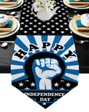 Blue Happy Independence Day Sharp Angle Table Runner Place Mats - LeobonZone