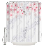 Pink Marble peach blossom Waterproof Durable Shower Curtain - LeobonZone