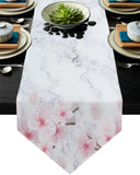 Pink Marble peach blossom Table Runner Place Mats Sharp Angle