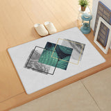 Gray Marble texture of tropical plants and water Leather Doormat