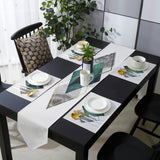 Gray Marble texture of tropical plants and water Table Flag And Table Mat Suit Sharp angle