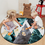 Marbling texture of tropical plants and water Circular Sponge Rugs