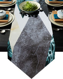 Marbling texture of tropical plants and water Table Runner Place Mats Sharp Angle