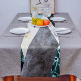 Marbling texture of tropical plants and water Table Runner Place Mats - LeobonZone