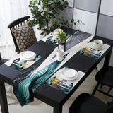 Marbling texture of tropical plants and water Table Flag And Table Mat Suit Sharp angle