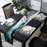 Marbling texture of tropical plants and water Table Flag And Table Mat Suit
