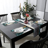 Marbling texture of tropical plants and water Table Flag And Table Mat Suit - LeobonZone