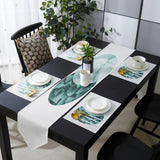 Simplicity Marbling texture of tropical plants Table Flag And Table Mat Suit Sharp angle