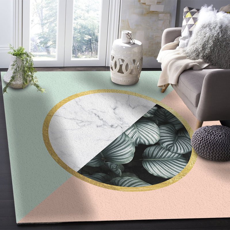 Pink Marbling texture of tropical plants Right Angle Felt Rugs - LeobonZone