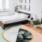 Pink Marbling texture of tropical plants Right Angle Felt Rugs - LeobonZone