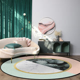 Pink Marbling texture of tropical plants Circular Felt Rugs - LeobonZone