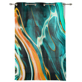 Green Oil painting marble texture window curtains - LeobonZone