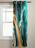 Green Oil painting marble texture window curtains - LeobonZone