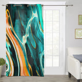 Green Oil painting marble texture window curtains