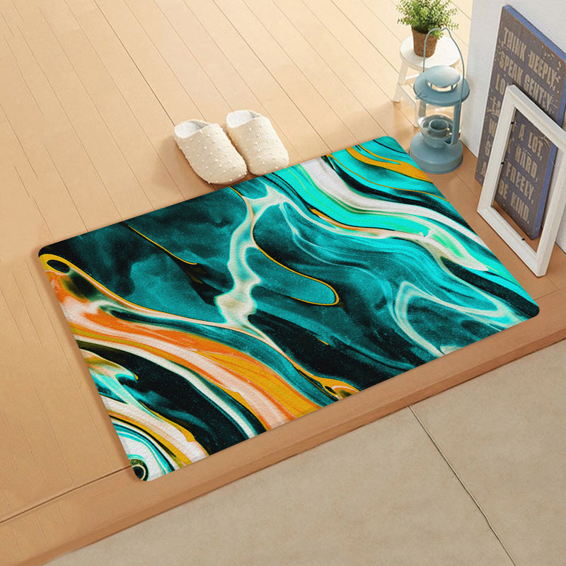 Green Oil painting marble texture Leather Doormat - LeobonZone