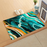 Green Oil painting marble texture Leather Doormat