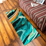 Green Oil painting marble texture Leather Doormat - LeobonZone