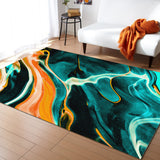 Green Oil painting marble texture Right Angle Felt Rugs - LeobonZone
