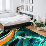 Green Oil painting marble texture Right Angle Felt Rugs - LeobonZone
