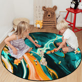 Green Oil Painting Marble Texture  Circular Sponge Rugs