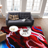 Red Oil painting marble texture Right Angle Felt Rugs
