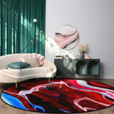 Red Oil painting marble texture Sponge Circular Felt Rugs