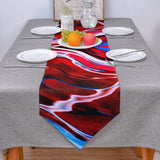 Red Oil painting marble texture Table Runner Place Mats Sharp Angle - LeobonZone
