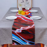 Red Oil painting marble texture Table Runner Place Mats - LeobonZone
