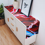 Red Oil painting marble texture Table Runner Place Mats - LeobonZone