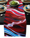 Red Oil painting marble texture Table Runner Place Mats