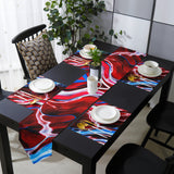 Red Oil painting marble texture Table Flag And Table Mat Suit Sharp angle