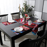 Red Oil painting marble texture Table Flag And Table Mat Suit Sharp angle - LeobonZone