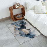 Grey Marble texture Golden line Leather Doormat - LeobonZone