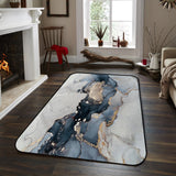 Grey Marble texture Golden line Sponge Rillet Rubber Rugs - LeobonZone
