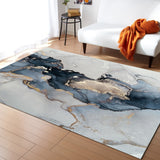 Grey Marble texture Golden line Right Angle Felt Rugs - LeobonZone