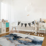 Grey Marble texture Golden line Right Angle Felt Rugs - LeobonZone