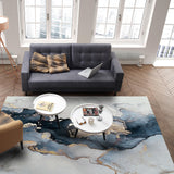 Grey Marble texture Golden line Right Angle Felt Rugs - LeobonZone