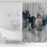 Grey Marble texture Golden line Waterproof Durable Shower Curtain