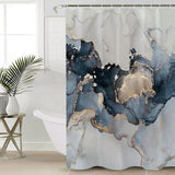 Grey Marble texture Golden line Waterproof Durable Shower Curtain - LeobonZone