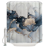 Grey Marble texture Golden line Waterproof Durable Shower Curtain - LeobonZone